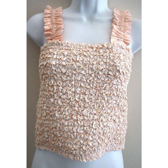 Petersyn Women's Sz XS Melon Striped Tami Smocked Sleeveless Top Shirt $128 - Picture 8 of 10